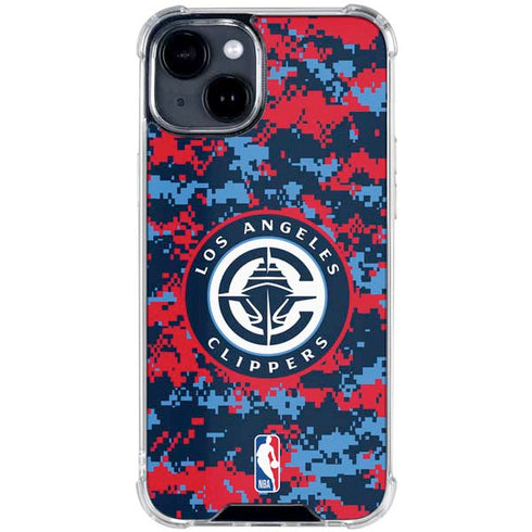 NBA LA Clippers Digi Camo iPhone 14 Clear Case